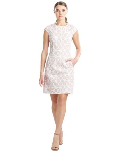 Natori Sleeveless Geo-print A-line Dress - White