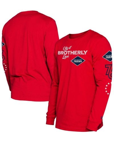 KTZ Philadelphia 76ers 2023/24 City Edition Long Sleeve T-shirt - Red