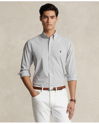 Polo Ralph Lauren Classic-fit Gingham Stretch Poplin Shirt - Gray