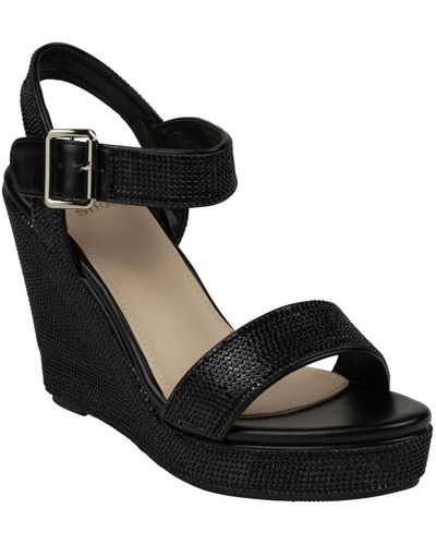 Gc Shoes Betty Embellished Wedge Slingback Wedge Sandals - Black