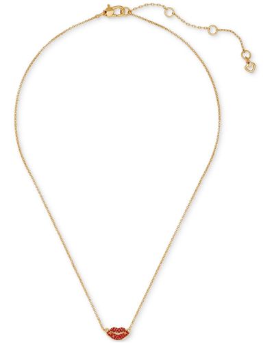 Kate Spade Gold-tone Crystal Lip Pendant Necklace - Metallic