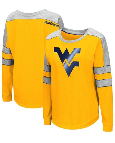 Colosseum Athletics West Virginia Mountaineers Trey Dolman Long Sleeve T-shirt - Yellow