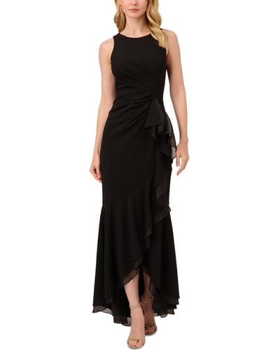 Adrianna Papell Sleeveless Ruffled High-low Gown - Black