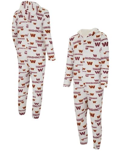 Concepts Sport Washington Commanders Allover Print Docket Union Full-zip Hooded Pajama Suit - White