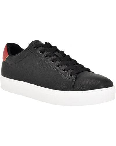 Guess Bivly Low Top Lace Up Casual Sneakers - Black