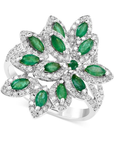 Effy Brasilica By Effy® Emerald (1-1/16 Ct. T.w.) And Diamond (5/8 Ct. T.w.) Flower Ring In 14k Gold Or 14k White Gold - Green