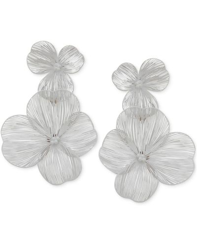 Lonna & Lilly Gold-tone Openwork Flower Double Drop Earrings - White