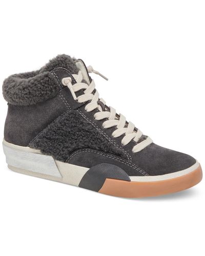 Dolce Vita Zilvia Lace-up Plush High-top Sneakers - Gray