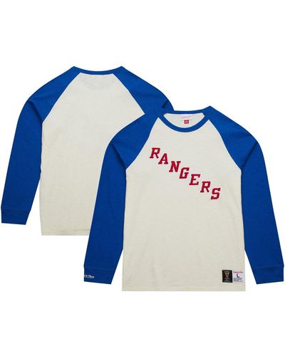 Mitchell & Ness New York Rangers Legendary Slub Vintage-like Raglan Long Sleeve T-shirt - Blue