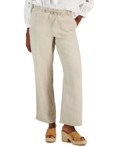Charter Club 100% Linen Drawstring-waist Pants - Natural