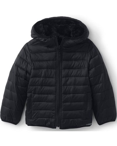 Lands' End Kids Girl's Reversible Insulated Fleece Jacket - Black