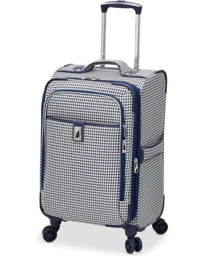 London Fog Oxford Hyperlight 21" Expandable Spinner Carry-on Suitcase - Blue