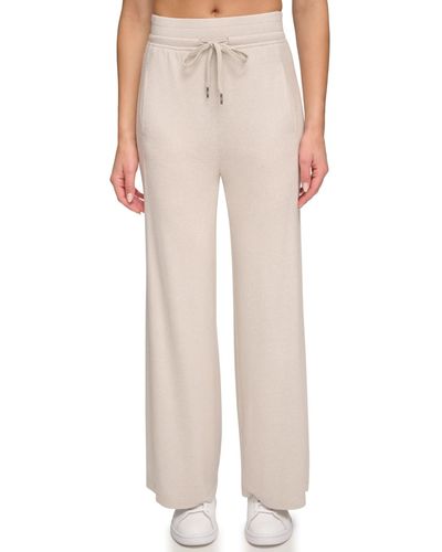 Marc New York Andrew Marc Sport High Rise Hacci Wide Leg Pants - Natural