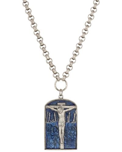 2028 Symbols Of Faith Enamel Crucifix Necklace - Blue