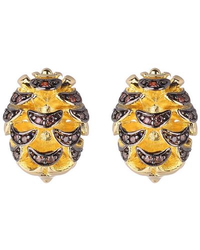 Noir Jewelry Acorn Stud Earring With Cubic Zirconia Stones - Metallic