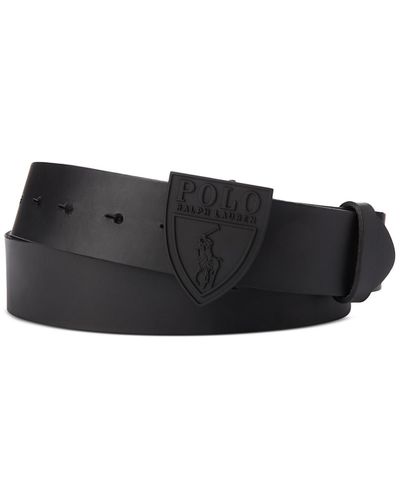 Polo Ralph Lauren Shield-buckle Leather Belt - Black