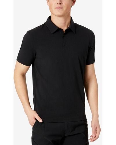 Kenneth Cole Performance Button Polo - Black