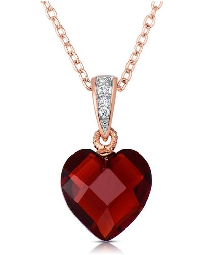 Genevive Jewelry Mothers Day Specials: Sterling Silver Cubic Zirconia Heart Shape Necklace - Red