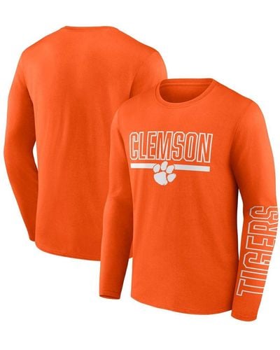 Profile Clemson Tigers Big And Tall Two-hit Graphic Long Sleeve T-shirt - Orange