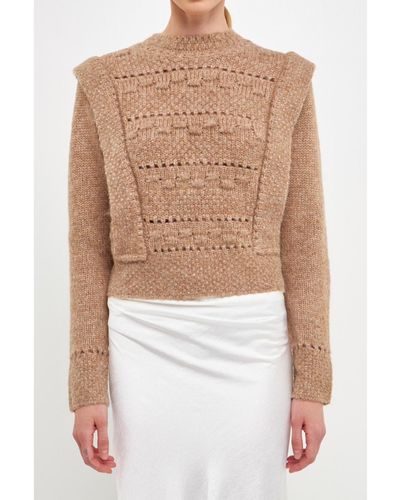 Endless Rose Chunky Wool Knit Detailed Sweater - White