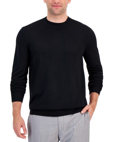 Alfani Long-sleeve Crewneck Merino Sweater - Black