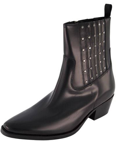 Karl Lagerfeld Studded Leather Chelsea Boots - Black