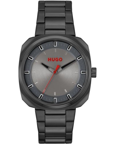 HUGO Shrill Quartz Ionic Plated Steel Watch 42mm - Gray