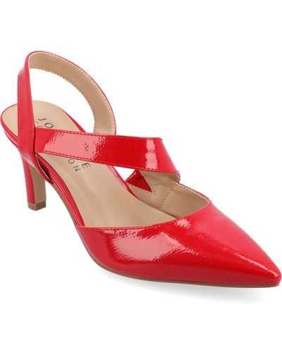 Journee Collection Scarlett Asymmetrical Pointed Toe Pumps - Red