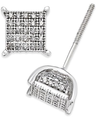 Macy's Diamond Square Cluster Stud Earrings (1/4 Ct. T.w. - Metallic