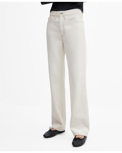 Mango Mid-rise Straight Jeans - White