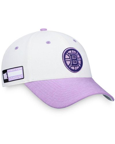 Fanatics Branded White, Purple Boston Bruins 2022 Hockey Fights Cancer Authentic Pro Snapback Hat