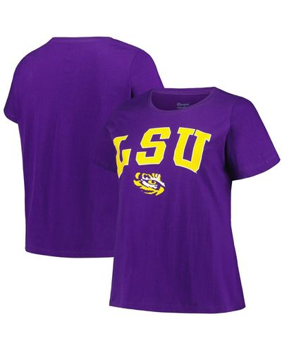 Profile Lsu Tigers Plus Size Arch Over Logo Scoop Neck T-shirt - Purple