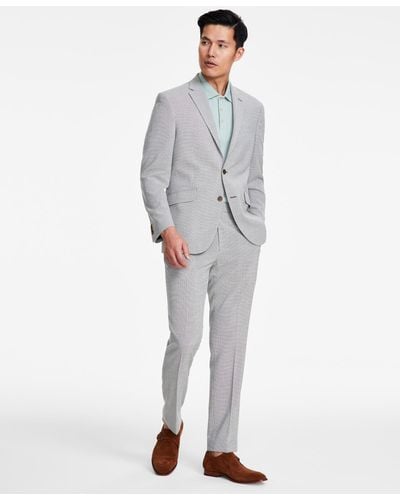 Kenneth Cole Slim-fit Mini-houndstooth Suit - Gray