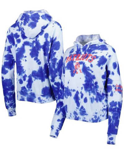 KTZ New England Patriots Cloud Dye Fleece Pullover Hoodie - Blue