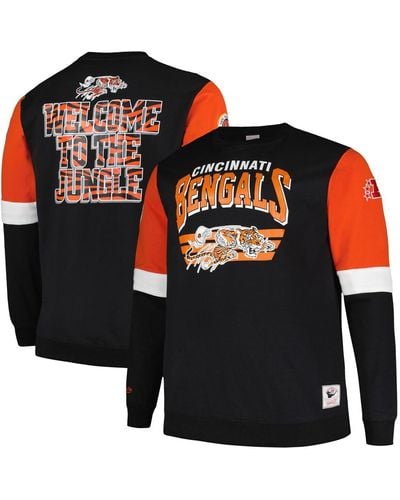 Mitchell & Ness Cincinnati Bengals Big And Tall Fleece Pullover Sweatshirt - Black