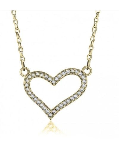 Melanie Marie Cubic Zirconia Heart Pendant Necklace - Metallic