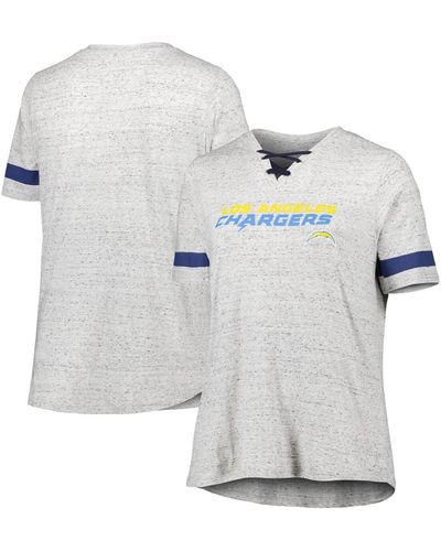 Profile Los Angeles Chargers Plus Size Lace-up V-neck T-shirt - White