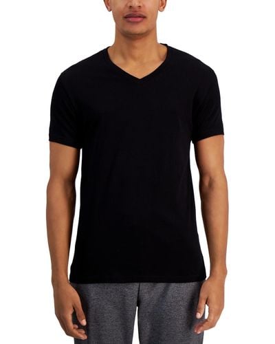 Alfani Regular-fit V-neck Solid Undershirts - Black