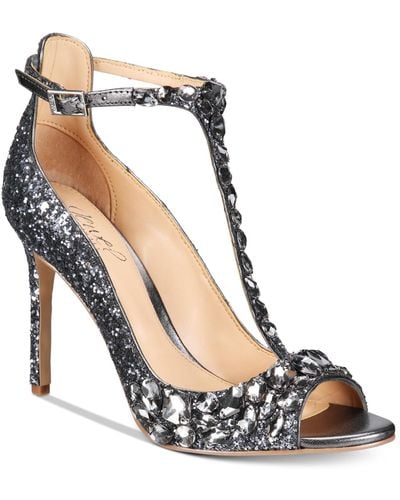Badgley Mischka Conroy Glitter Stilettos Dress Sandals - Metallic