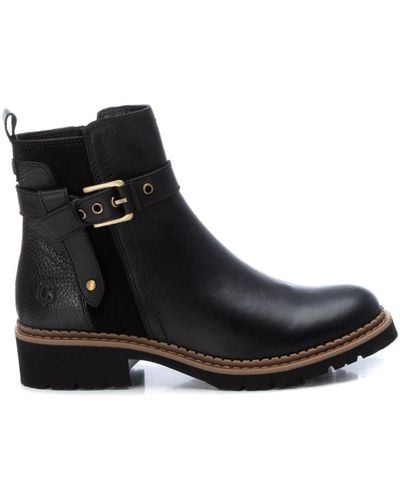 Xti Leather Booties Carmela By - Black