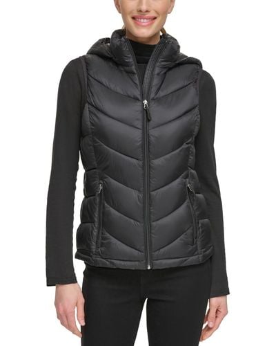 Charter Club Packable Hooded Puffer Vest - Black