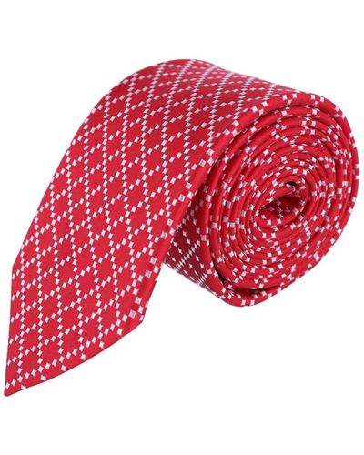 Trafalgar Rowan Geometric Pattern Silk Necktie - Red