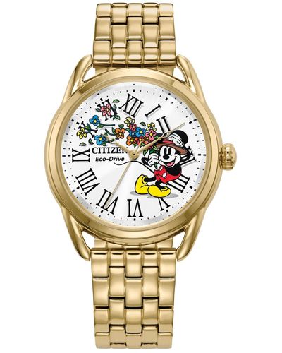 Citizen Eco-drive Mickey Mouse Stainless Steel Bracelet Watch 36mm - Metallic