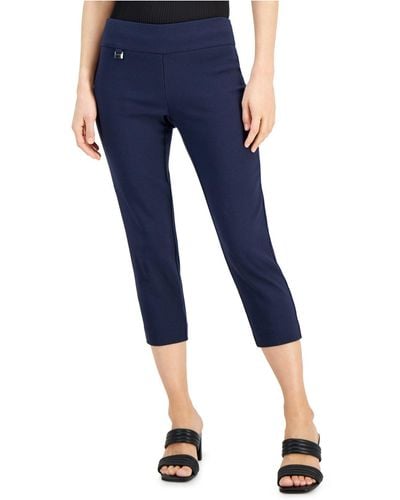 Alfani Essential Textured Capri Pull-on With Tummy-control, Created For Macy's - Blue