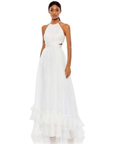 Mac Duggal 49530 Halter Neck Side Cut-out Long Dress - White