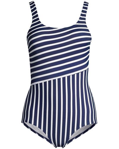 Lands' End Dd-cup Tugless One Piece Swimsuit Soft Cup Print - Blue