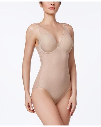 Maidenform Ultra-light Firm Tummy-control Sheer Lace Bodysuit M6552 - Natural