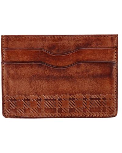Trafalgar Caelen Plaid Embossed Rfid Leather Card Case - Brown