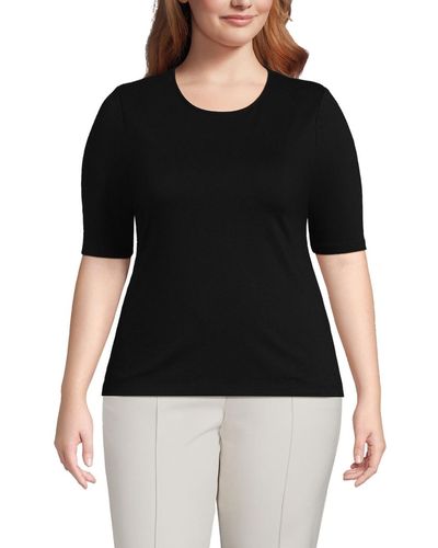 Lands' End Plus Size Lightweight Jersey T-shirt - Black