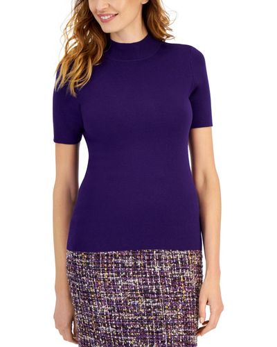 Tahari Short-sleeve Sweater - Purple
